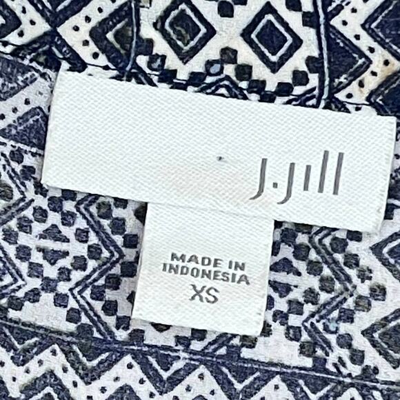 J. Jill Wearever Blouse Tunic Tribal Geometric Print High Low Hem XS Women's - Picture 6 of 10